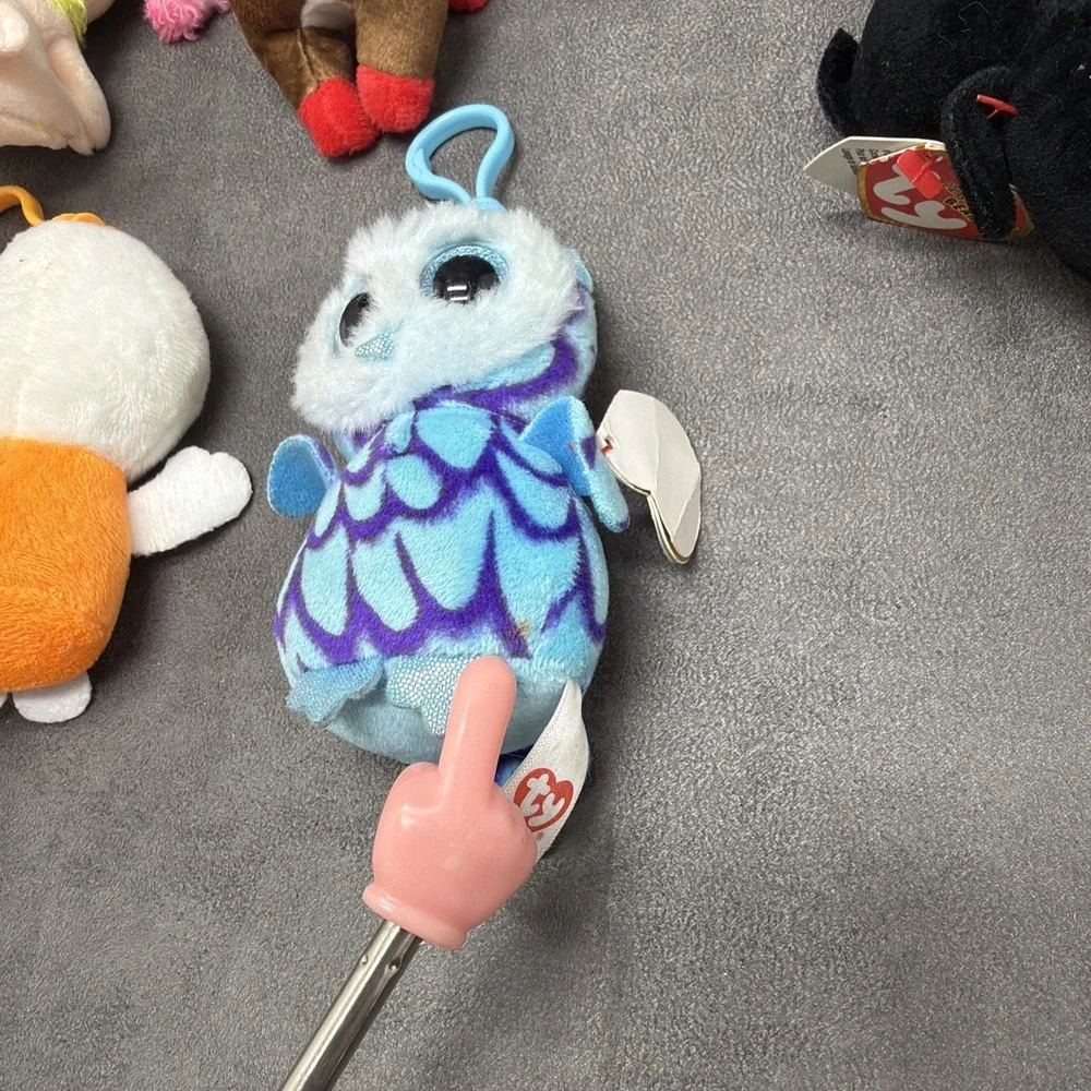 Beanie Boos Key Clips Lot Of 5 Fangs, Oscar, Rainbow, Juno & Pumpkie